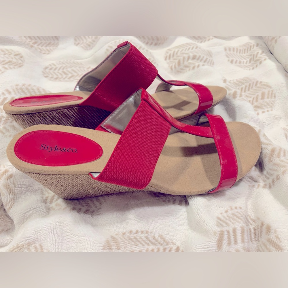 Style&Co. Red Slip On Wedges